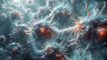 Detailed Microscopic View of Cellular Structures and Microbiological Entities