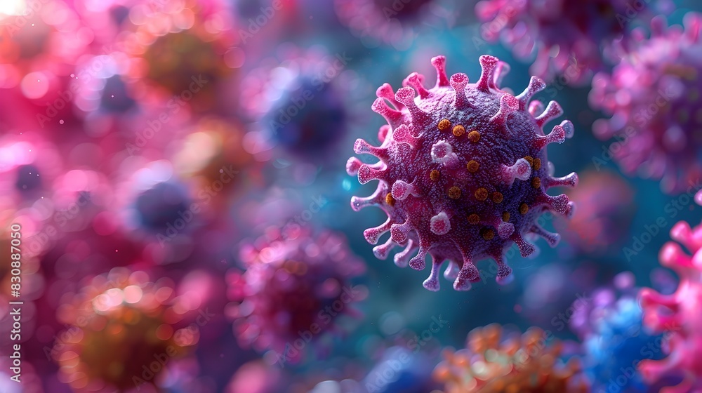 Poster detailed microscopic view of coronavirus structure and molecular components