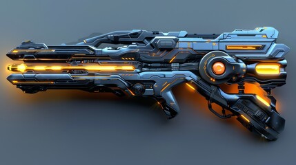 A futuristic weapon with neon lights and a futuristic design