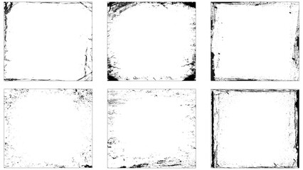 Collection of 6 grunge frame in one bundle. 