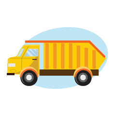 Yellow truck illustration on white background, perfect for transportation, construction concept designs