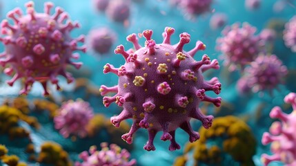 Obraz premium High Magnification Microscopic View of Detailed Structure of Viral Microorganism Causing Infectious Disease Outbreak