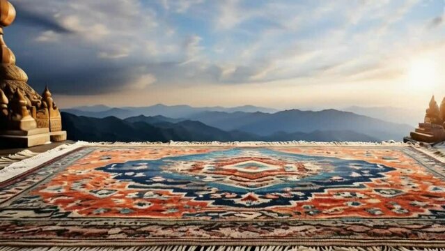 Magic Flying Carpet in a Mystical Style with Vibrant Colors for Fantasy Adventure Concept