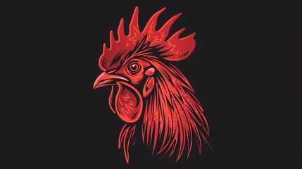 illustration of rooster on black