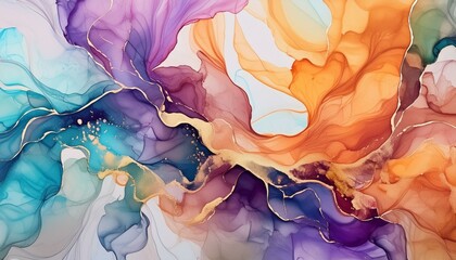 Ink Symphony: Colorful Alcohol Ink Abstract
