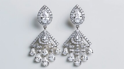 diamond, earring, gift, fashion, gem, luxury, precious, shiny, silver, female, accessory, stone, crystal, expensive, gold, jewel, jewellery, isolated, white, background, brilliant, gemstone, jewelry, 