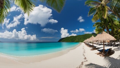 beach with palm trees and sky vacation, palm tree, coconut, sun, holiday, coast, caribbean, maldives, seascape, cloud