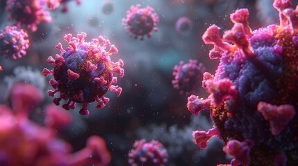 Obraz premium Microscopic View of Contagious COVID 19 Coronavirus Outbreak Causing Global Health Crisis