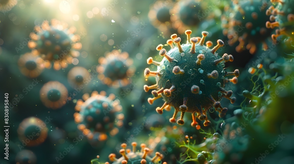 Poster Microscopic View of Coronavirus Cells Revealing Intricate Molecular Structure and Biological Complexity During the Global Pandemic