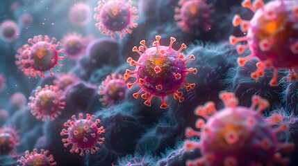 Microscopic View of Coronavirus Particles During Pandemic Outbreak