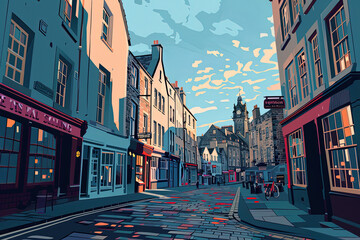Fototapeta premium Timeless Charm - Edinburgh Old Town Illustration