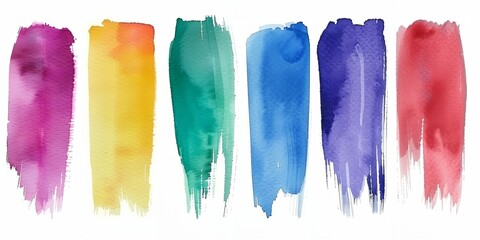 a group of colorful paint strokes on a white background