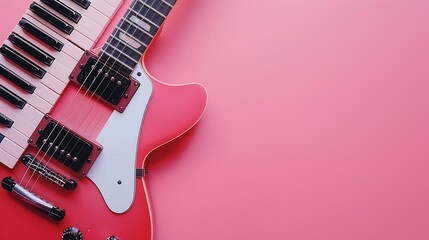 Guitar keys on pink background