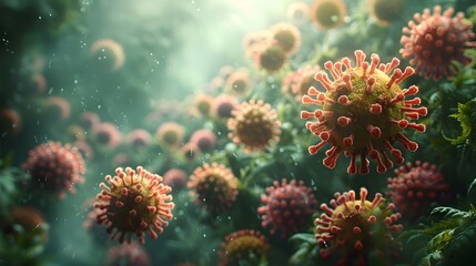 Obraz premium Microscopic View of Novel Coronavirus Structure for Medical and Scientific Use