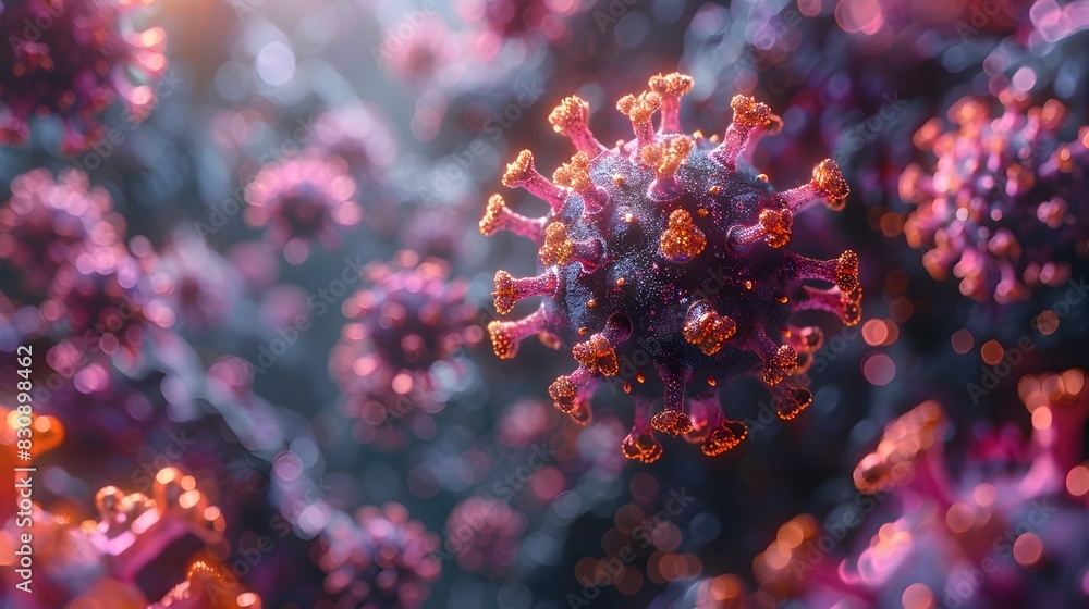 Aufkleber microscopic view of the coronavirus structure during the global pandemic