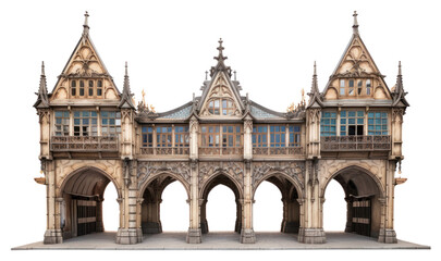 Obraz premium PNG Gothic market architecture building white background cathedral.