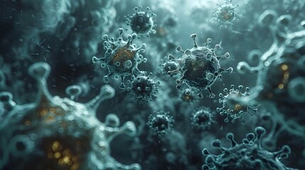 Microscopic View of Viral and Bacterial Pathogens Causing Infectious Diseases