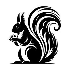 Squirrel vector silhouette isolated on white background.