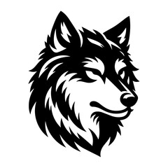 Wolf vector silhouette isolated on white background.
