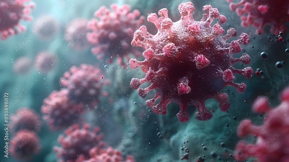 Aufkleber microscopic view of viral molecular structure representing the covid 19 pandemic