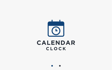 calendar with clock logo design vector silhouette illustration
