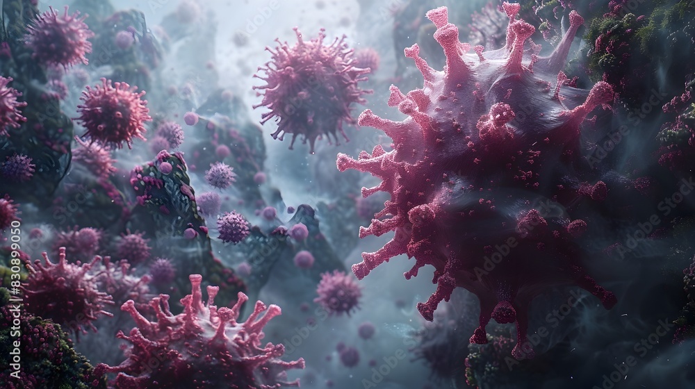 Aufkleber microscopic view of viral outbreak navigating the covid 19 pandemic through science technology and g