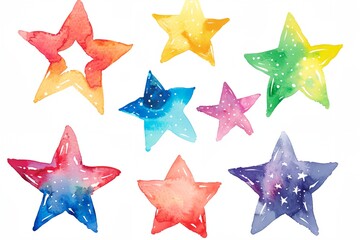 Obraz premium a set of watercolor stars on a white background