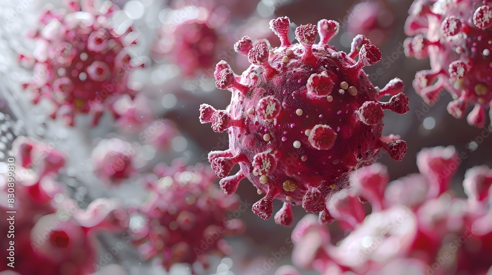 Poster microscopic viral outbreak conceptual digital rendering of dangerous pathogen