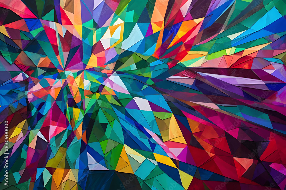 Aufkleber vibrant abstract background with overlapping triangles in bold colors. generative ai