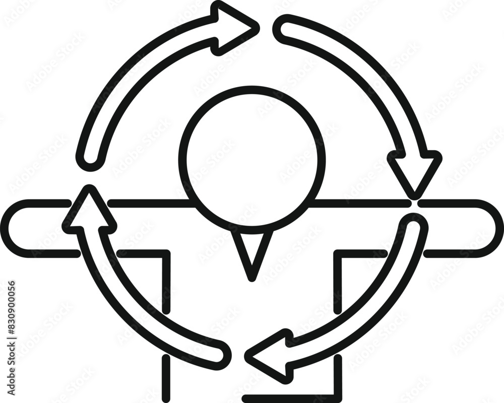 Poster line art of a circle with arrows representing a continuous process