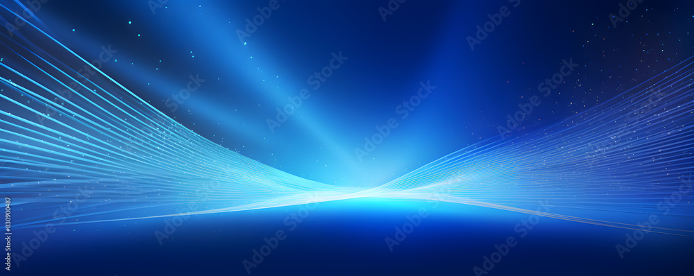Poster abstract blue background with radiating light rays and sparkles. generative ai