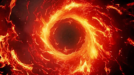 Ring of fire spiral  fire flame burning like a storm Black hole in the middle.