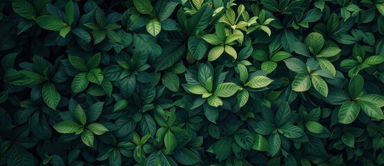 green tropical forest, backgound top view dark background