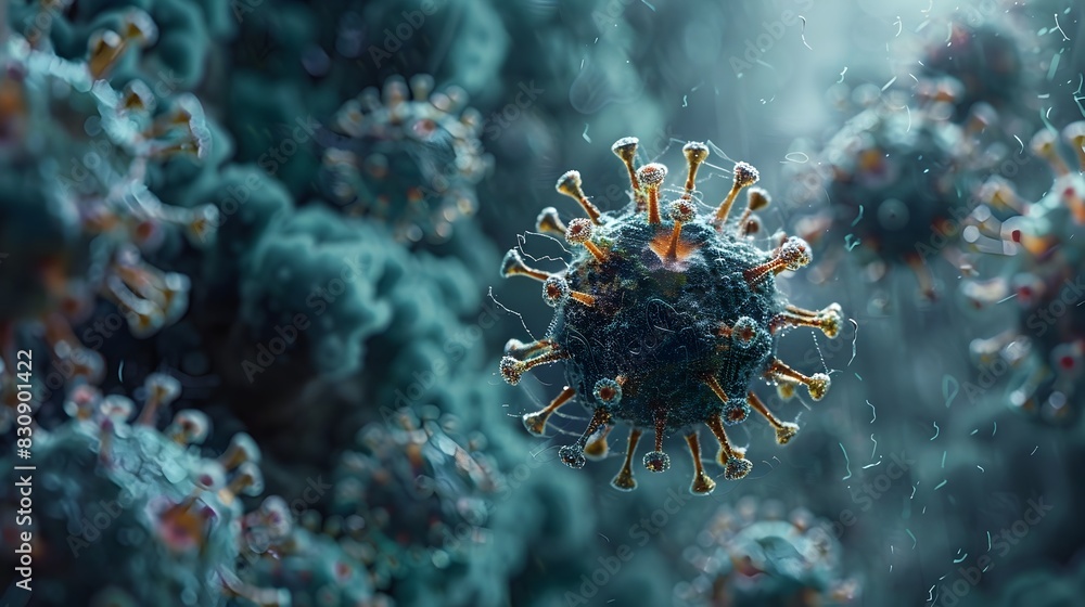 Poster microscopic virus structure in scientific laboratory setting
