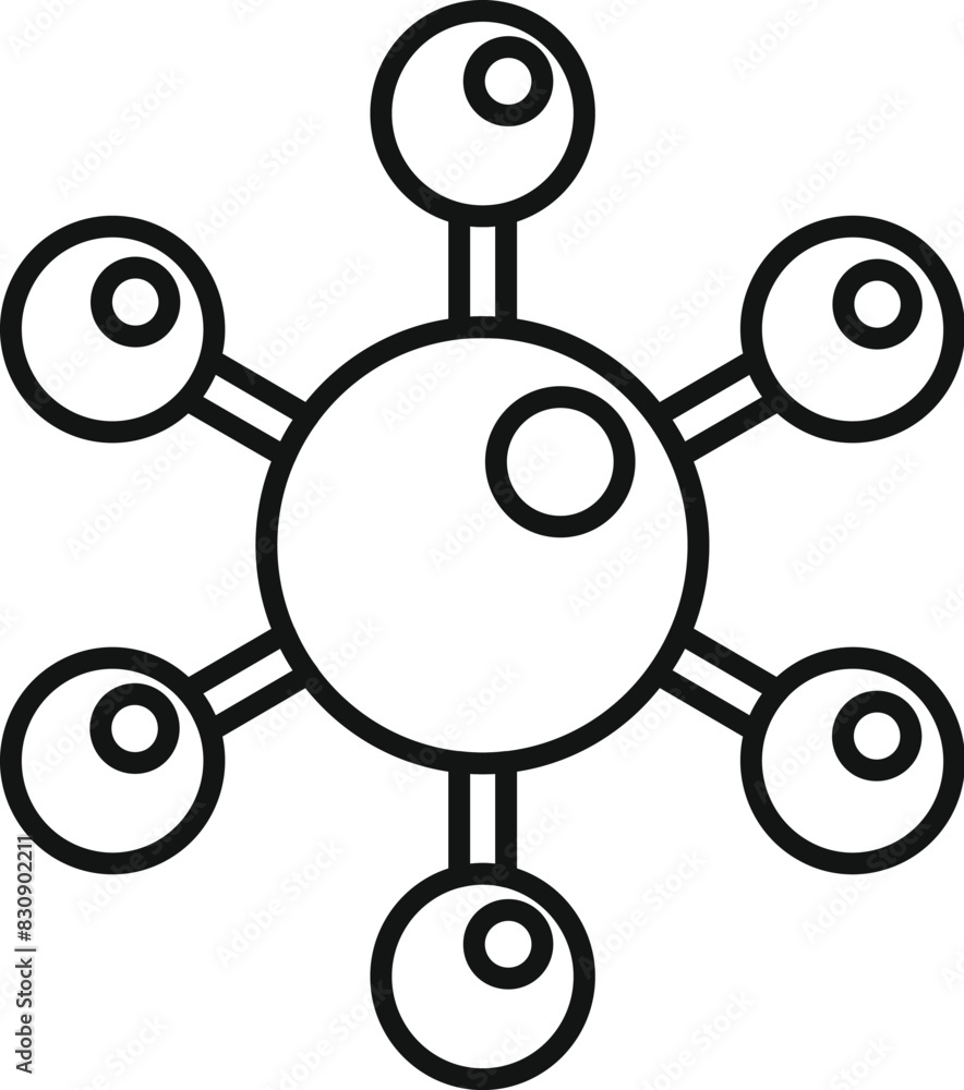 Poster simple line art vector of a network icon with interconnected nodes, ideal for tech concepts