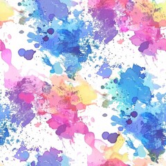Obraz premium A colorful painting with splatters of paint on a white background