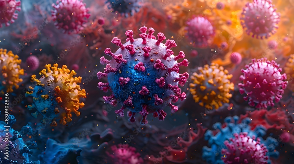 Aufkleber surreal microscopic visualization of emerging viral pandemic threatening global health and society