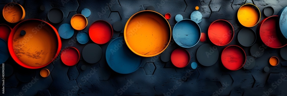 Aufkleber the abstract dimensional shapes and patterns in different vibrant colors create a striking and capti