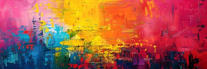 Vibrant Abstract Landscape with Expressive Brushstrokes and Dynamic Color Harmony