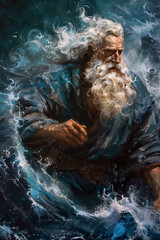 Artistic Depiction of Moses Parting the Red Sea in Dramatic Artwork.