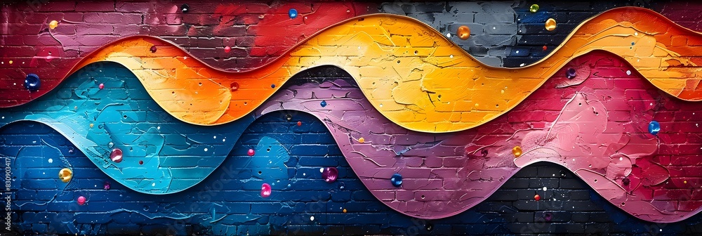 Poster vibrant abstract waves of color and light evoking imagination and