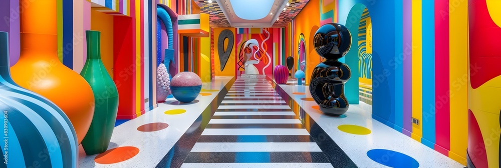 Aufkleber vibrant and captivating geometric hallway inviting and imagination