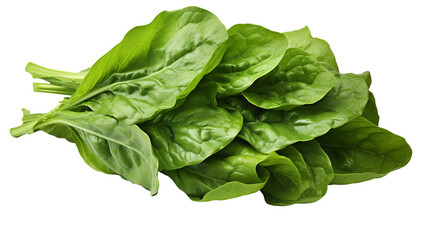 Obraz premium Fresh green spinach leaves isolated on a white background, healthy vegetable perfect for salads, cooking, and smoothies.