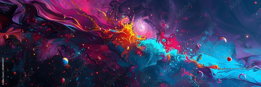 Aufkleber vibrant cosmic explosion in surreal interstellar nebula with glowing celestial swirls and bursts of 