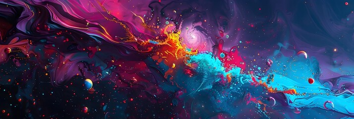 Vibrant Cosmic Explosion in Surreal Interstellar Nebula with Glowing Celestial Swirls and Bursts of Energy