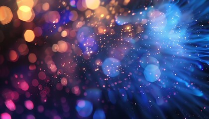 Obraz premium city blurring lights abstract circular bokeh on blue background
