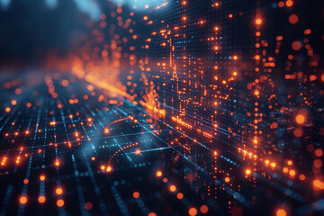 Obraz premium A digital rendering of stock market data flowing through a network, symbolizing the interconnectedness of global markets.