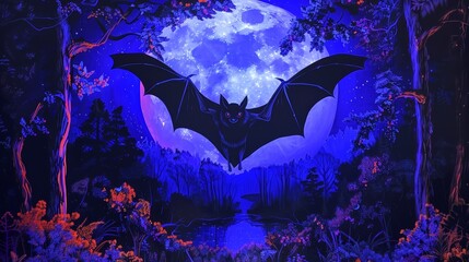 Neon Bat Flying at Night: Embracing Darkness and Mystery