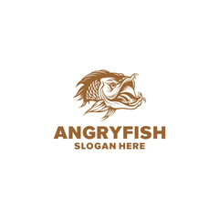 Angry fish logo vector illustration