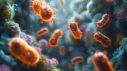 Vibrant Microscopic Organisms A Detailed of the Unseen World